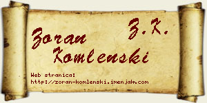 Zoran Komlenski vizit kartica